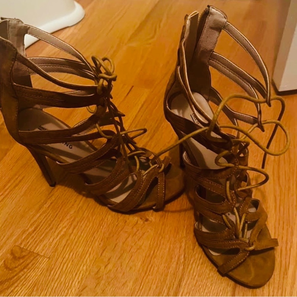Call It Spring Brown Lace-Up Heels